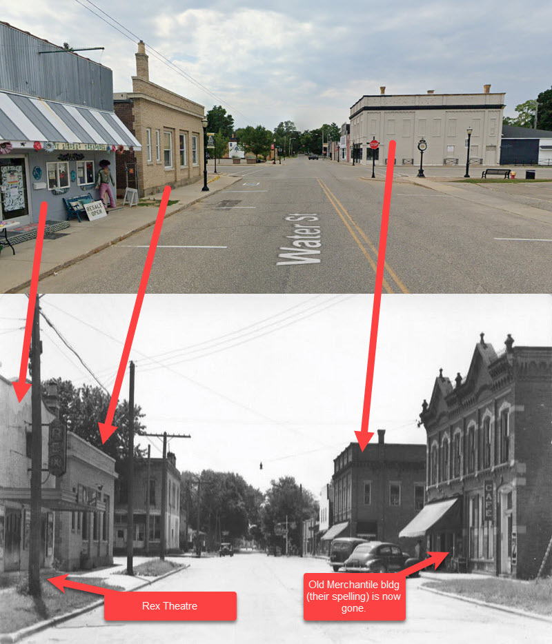 Rex Theatre - 2021 Street View Vs Historical Photo Comparison